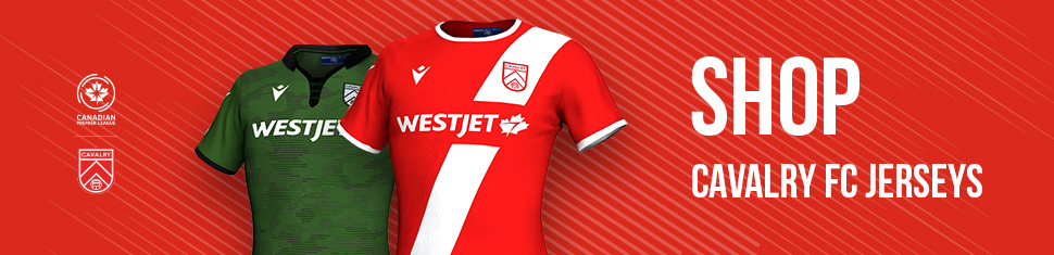 Visit shop.canpl.ca for Cavalry FC jerseys, hats, and more.